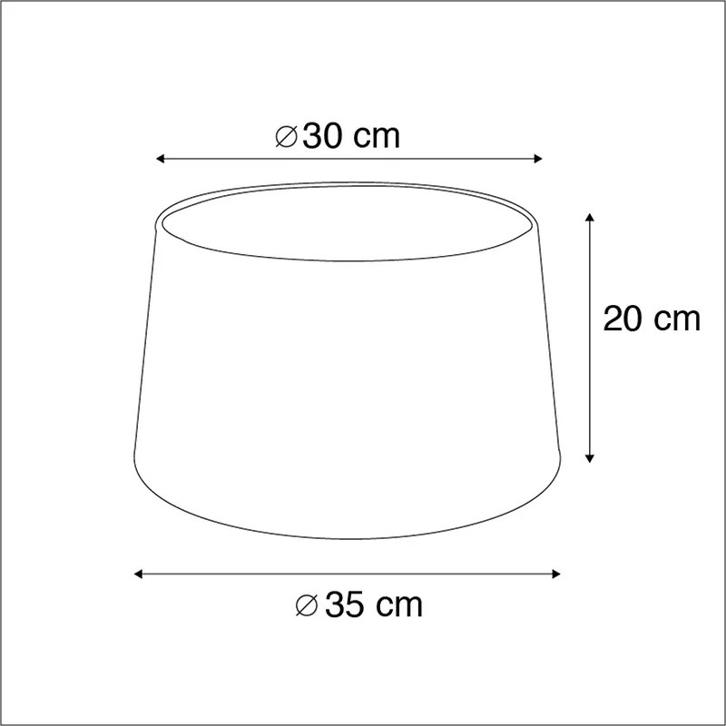 Абажур от памук черен 35/30/20 със златен интериор