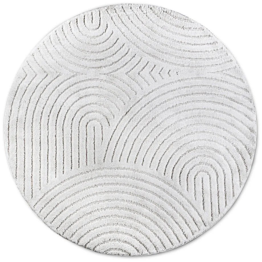 Бял кръгъл килим ø 200 cm Panglao New York White – Elle Decoration