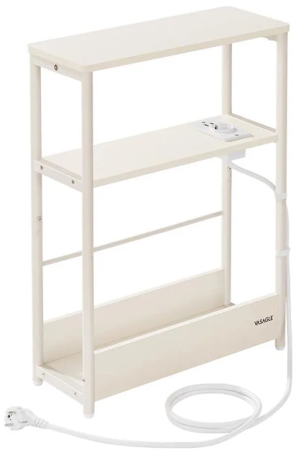 Нощно шкафче с вграден електрически контакт и USB портове ROD бяло/кремаво