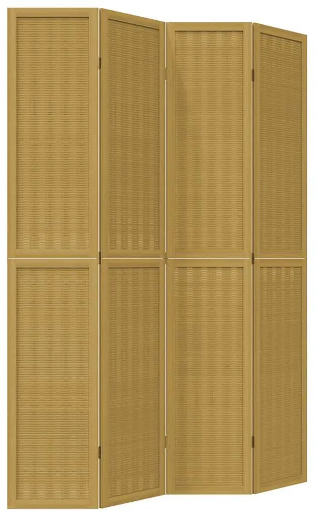 358820 vidaXL Разделител за стая, 4 панела, кафяв, дърво пауловния масив