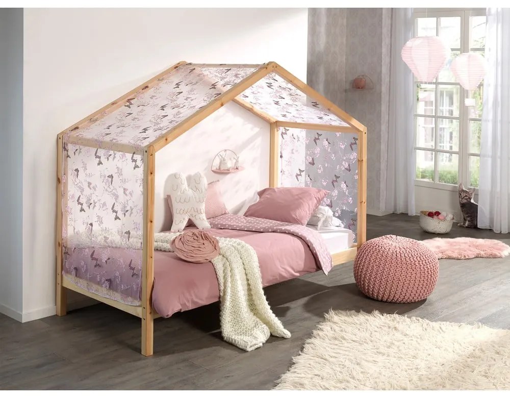 Детско разтегателно легло къща от масивен бор с място за съхранение естествено 90x200 cm DALLAS – Vipack