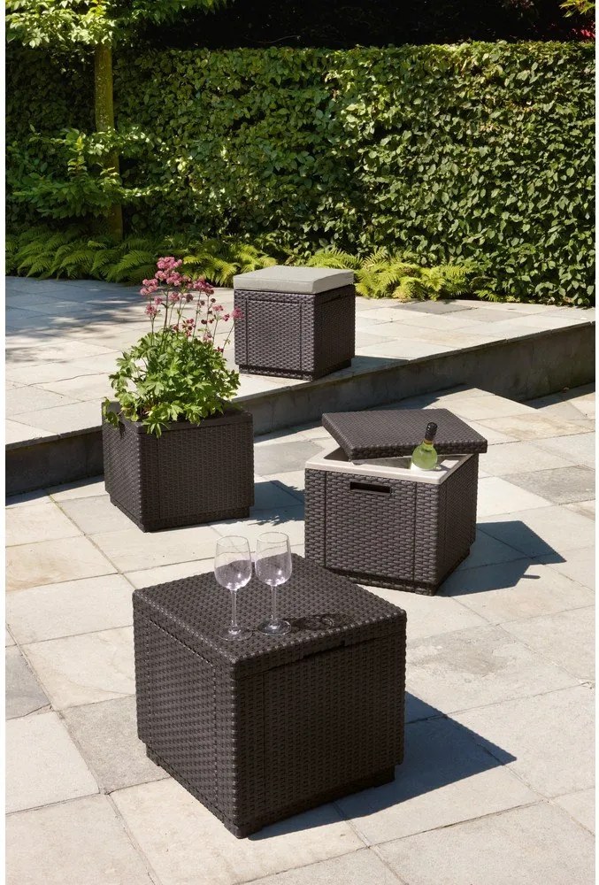 Тъмносива градинска табуретка Cube – Keter