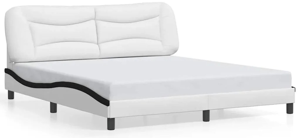 3208022 vidaXL Рамка за легло без матрак Hvar, бяла, черна, 180x200см, изкуствена кожа