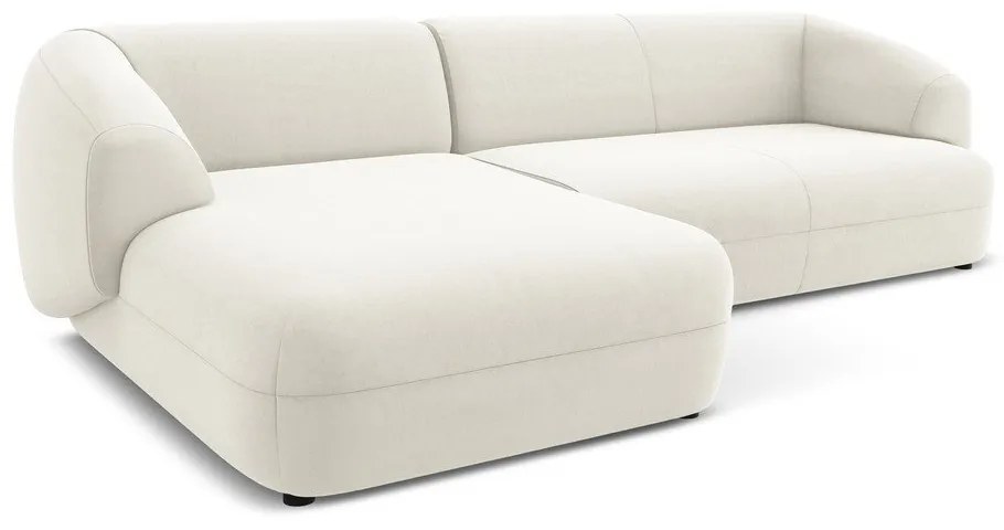 Бял кадифен ъглов диван (ляв ъгъл) Moana – Makamii