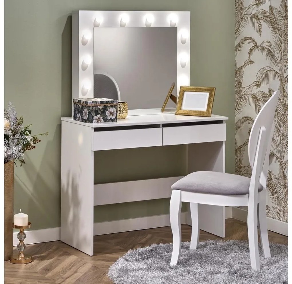 Тоалетка HOLLYWOOD с LED осветление 140x94 см бяла