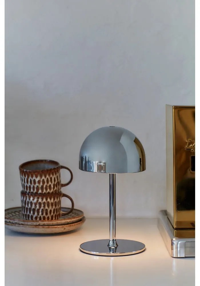 LED настолна лампа с дистанционно управление в сребрист цвят с метален абажур (височина 22 cm) Tim – Sirius