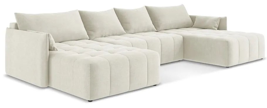 Бежов разтегателен ъглов диван с място за съхранение (U форма) Moku – Makamii