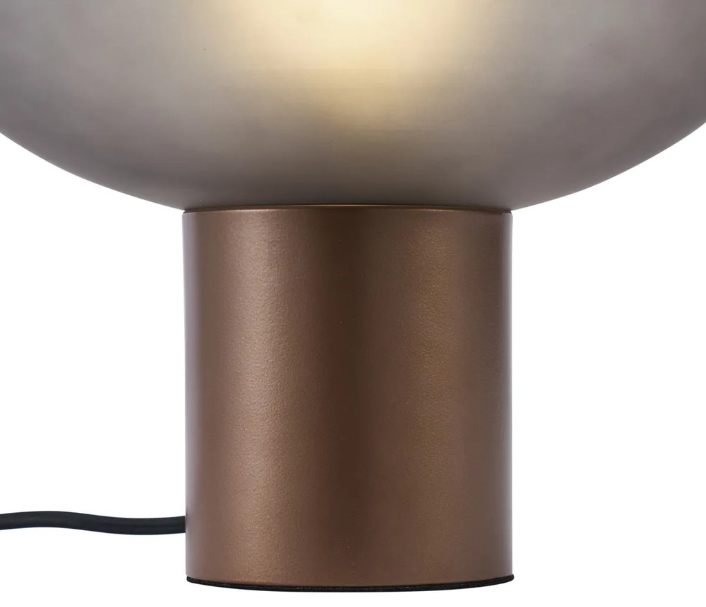 Дизайнерска настолна лампа бронз с матово сиво стъкло - Umbrella