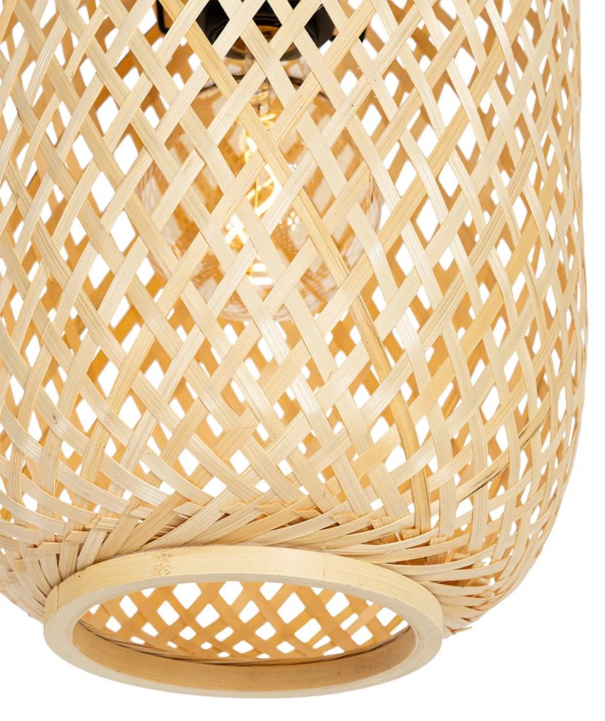 Ориенталски подов лампа черен с бамбук - Ивон