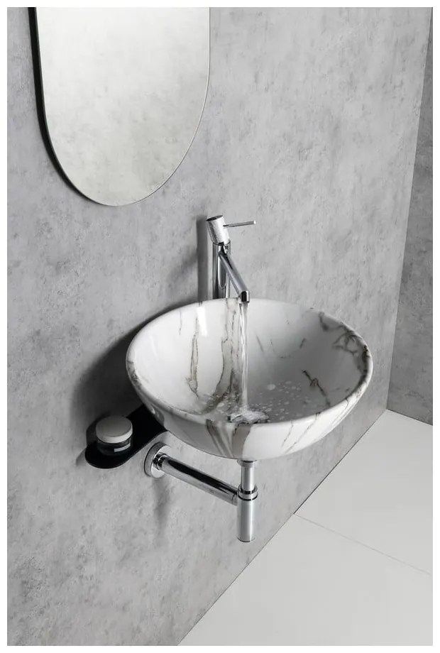 Черна стоманена стенна стойка за умивалник 42x7 cm Tetris – Sapho