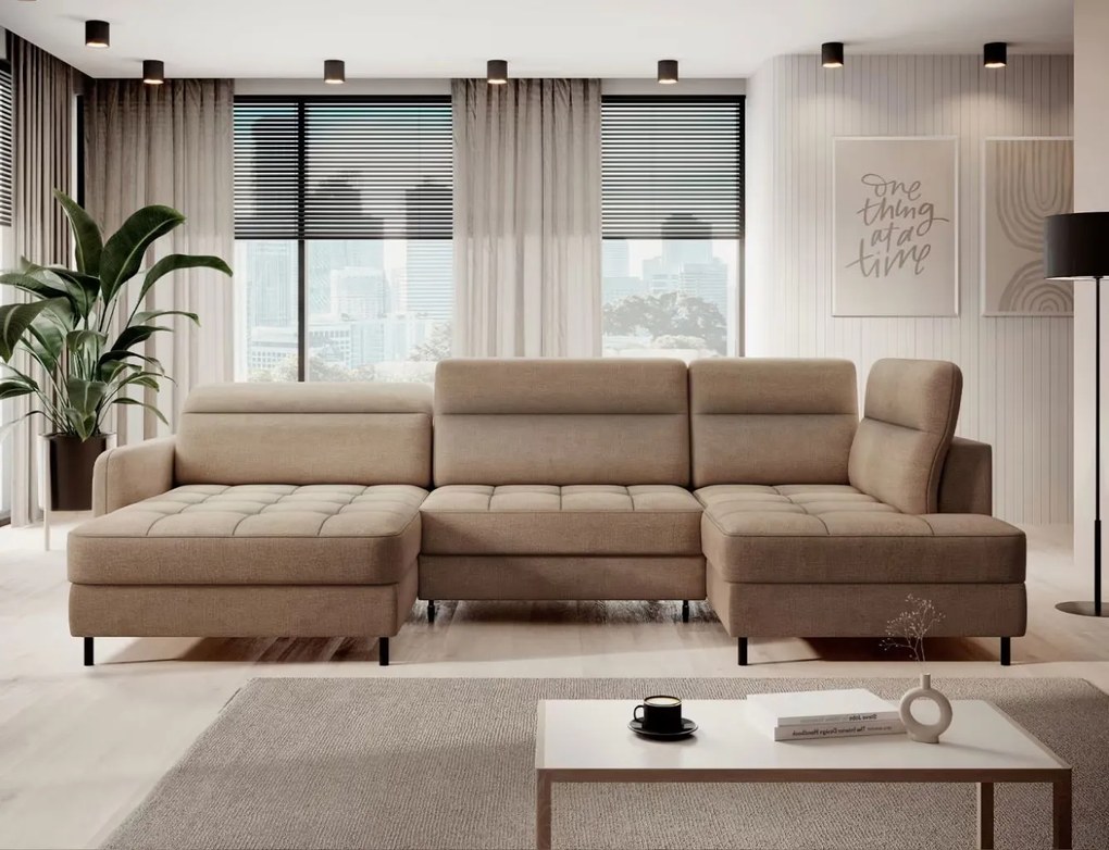 Ъглов диван Tobe-Кафяв-ляв