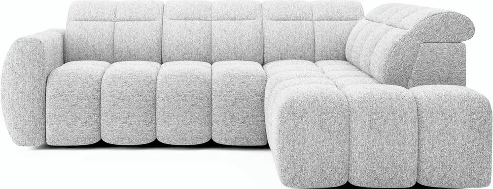 Светлосив разтегателен ъглов диван с място за съхранение от букле (десен ъгъл L форма) Falconn – ELTAP