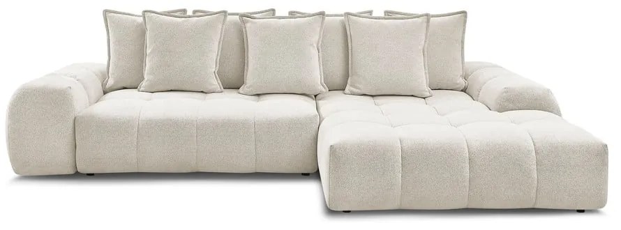 Бял шенилов сгъваем/с място за съхранение ъглов диван (десен ъгъл) Everest – Bobochic Paris