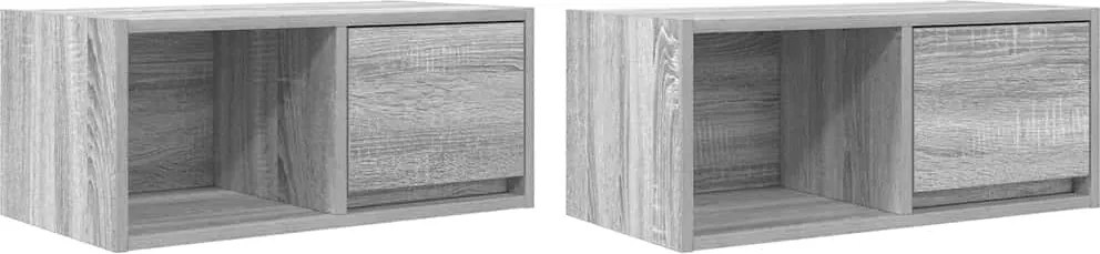 861447 vidaXL ТВ шкафове 2 бр Сив сонома 60x31x25,5 см инженерно дърво