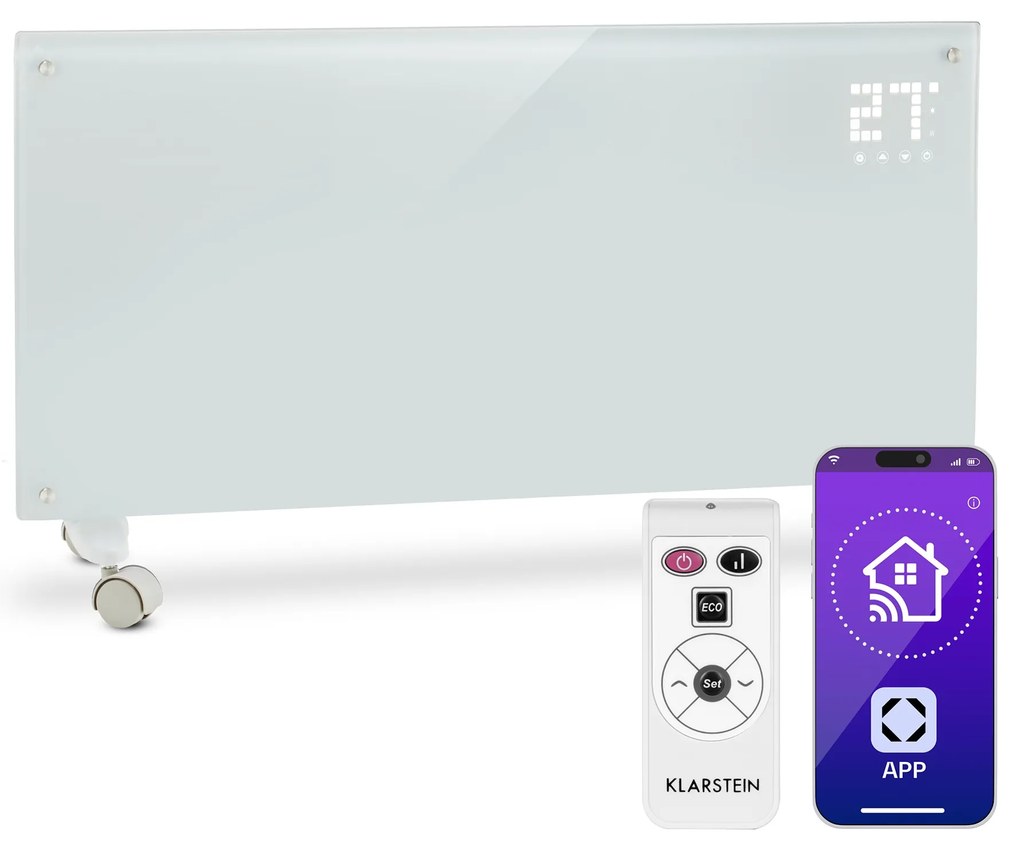 Klarstein Bornholm Smart, конвекторен нагревател, 2000 W,  WiFi, LCD дисплей, таймер, IP24, бял