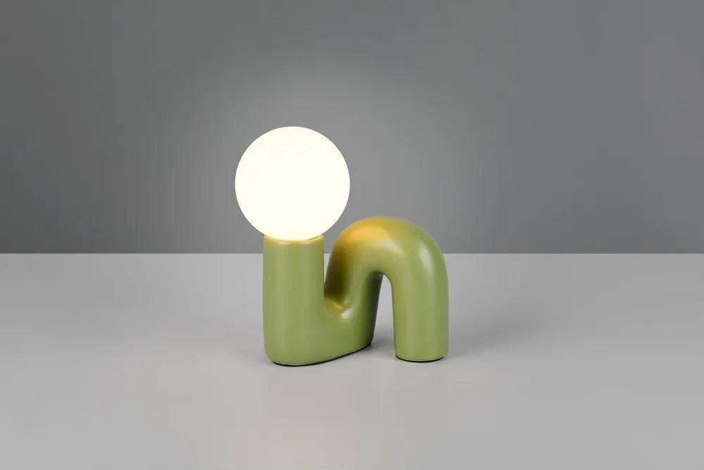 Зелена керамична настолна лампа (височина 21,5 cm) Quinn – Reality