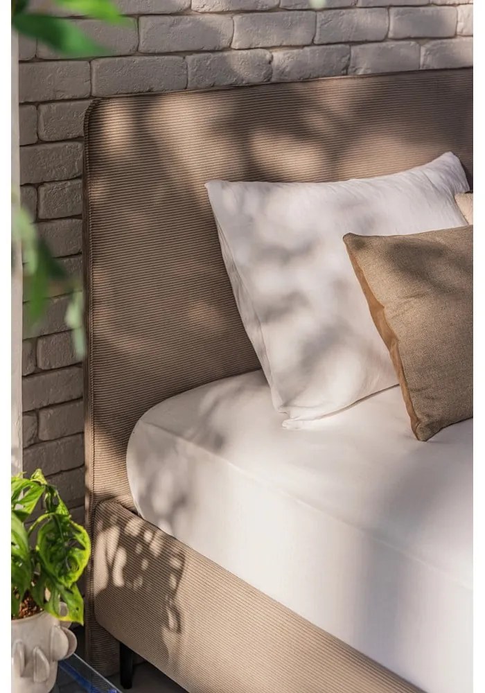 Двойно тапицирано кафяво-сиво легло с включена подматрачна рамка 160x200 cm Noira Slim – Bonami Selection