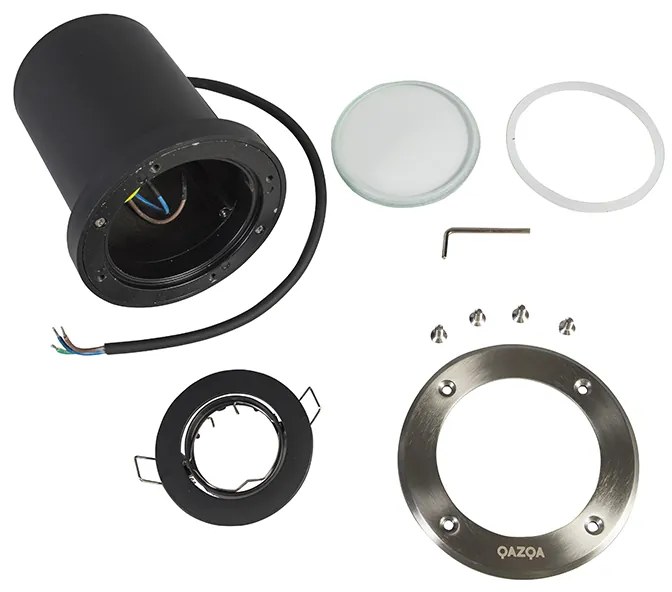 Комплект от 6 модерни външни наземни прожектора от неръждаема стомана IP65 регулируеми - Delux