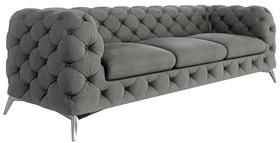 Сив кадифен диван 243 cm Chelsea – Ropez