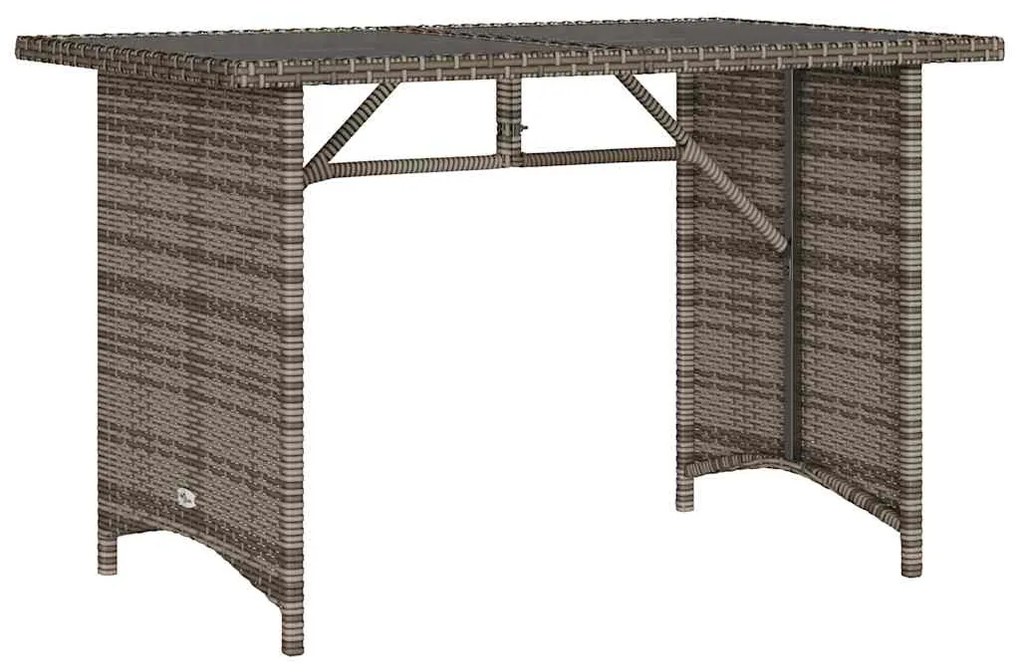366352 vidaXL Градинска маса със стъклен плот сива 110x68x70 см полиратан