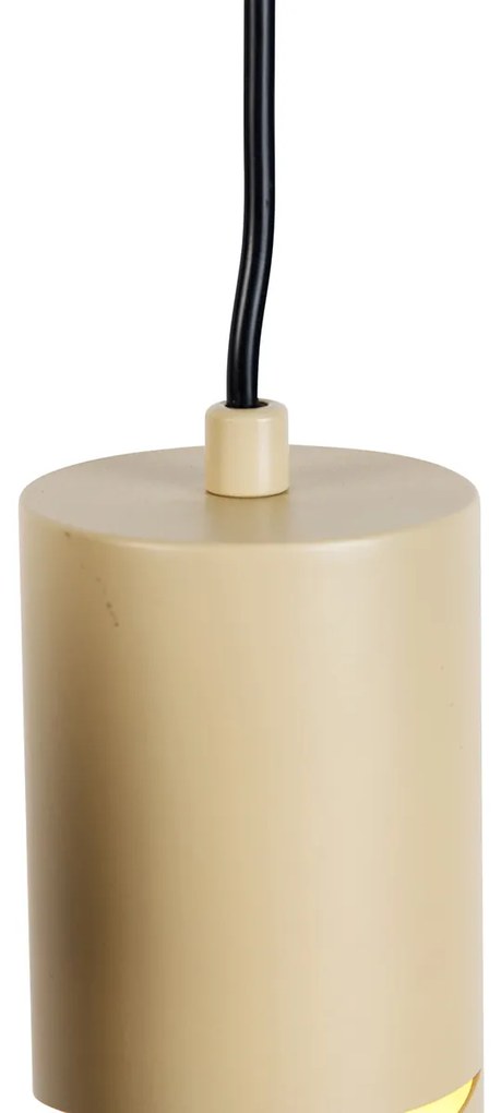 Moderne hanglamp zwart met taupe en beige 6-lichts - Stream