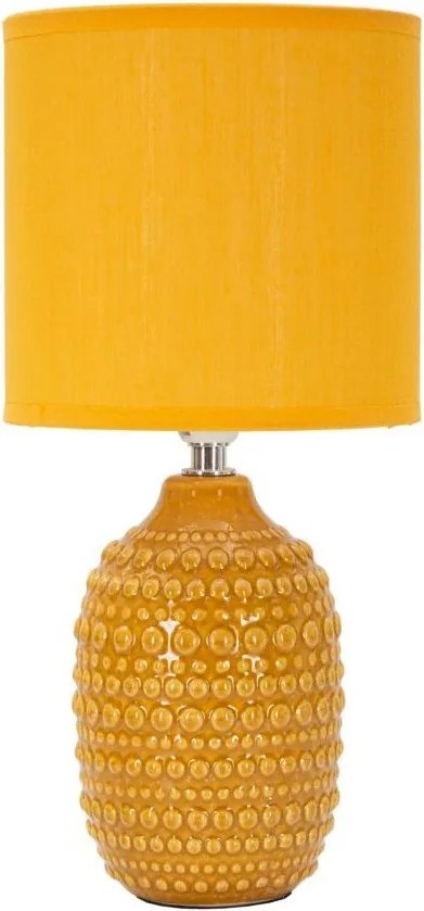 Керамична настолна лампа в цвят горчица с текстилен абажур (височина 30,5 cm) Points – Mauro Ferretti