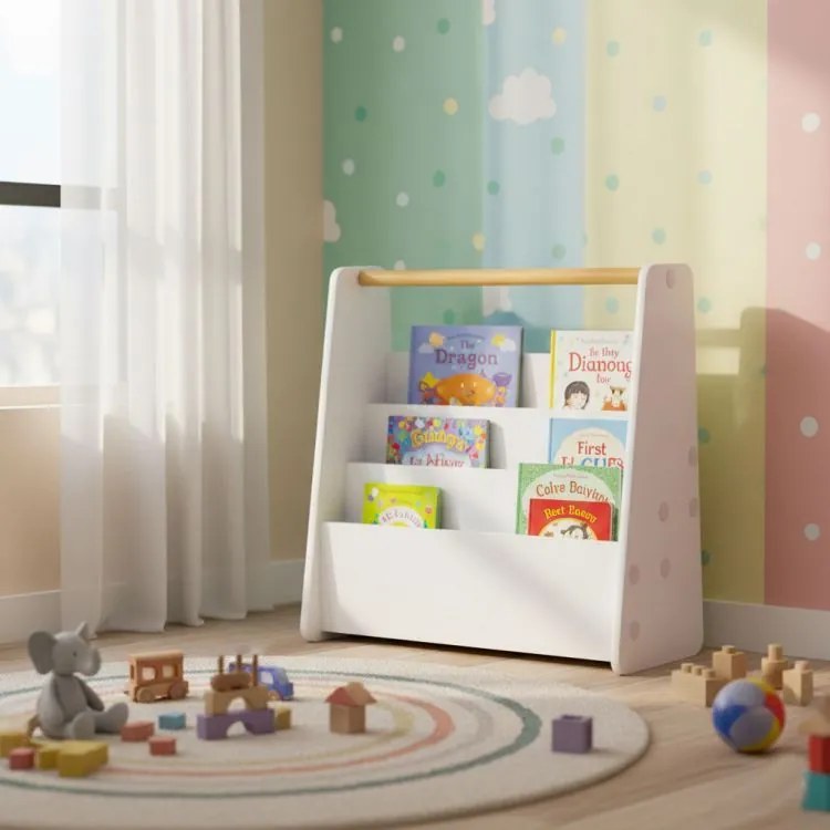 Детска библиотека - MONTESSORI рафт за книги с 3 отделения
