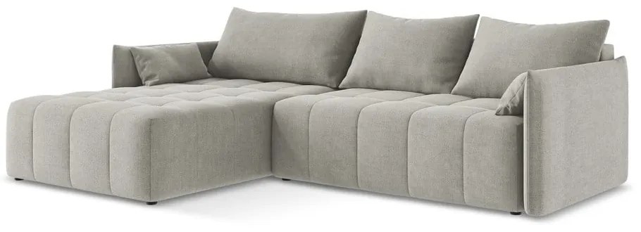 Светлосив разтегателен ъглов диван с място за съхранение (ляв ъгъл) Moku – Makamii