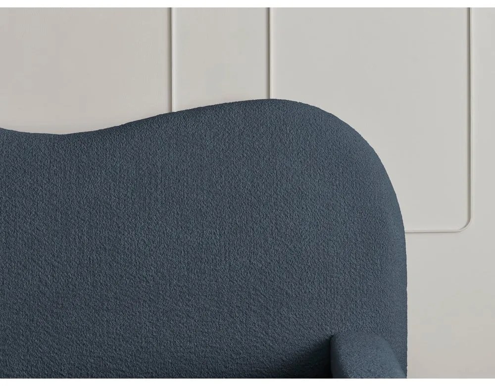 Тъмносиньо тапицирано двойно легло с място за съхранение с включена подматрачна рамка 140x190 cm Orlane – Bobochic Paris