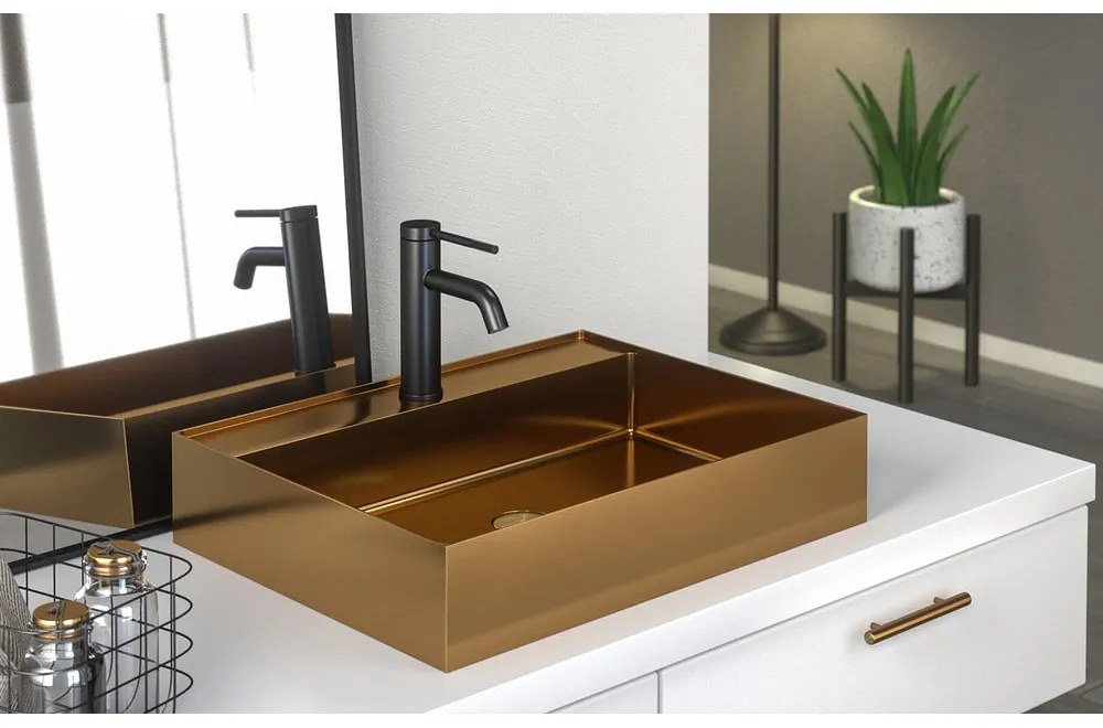 Мивка от неръждаема стомана в меден цвят 55x42 cm Aurum – Sapho