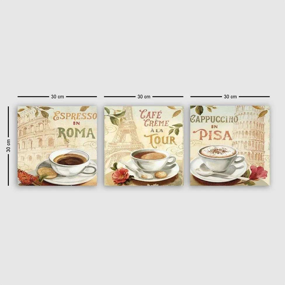 Картини в комплект от 3 бр. 30x30 cm Italy - Wallity