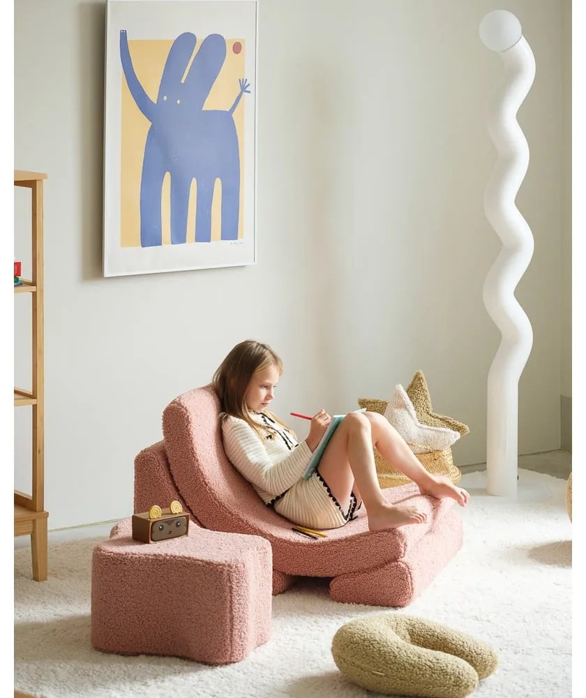 Розов детски пуф от букле Cloud – Wigiwama