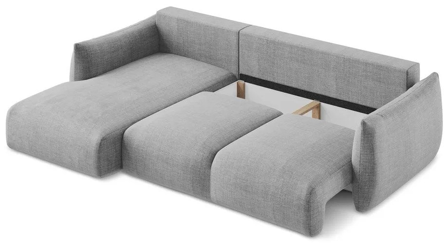 Светлосив сгъваем ъглов диван (ляв ъгъл) Leila – Makamii