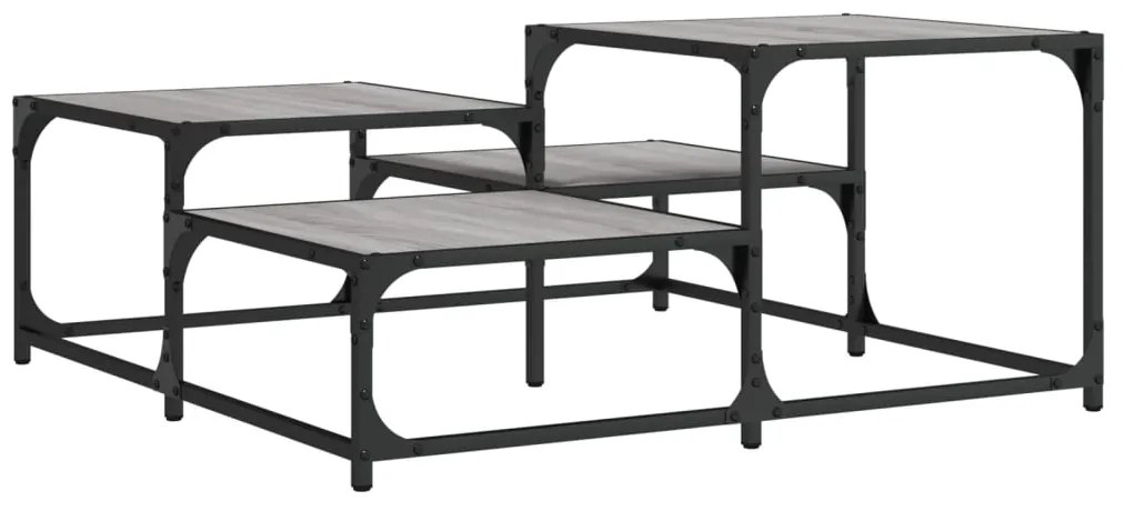 837745 vidaXL Кафе маса, сив сонома, 87,5x87,5x40 см, инженерно дърво