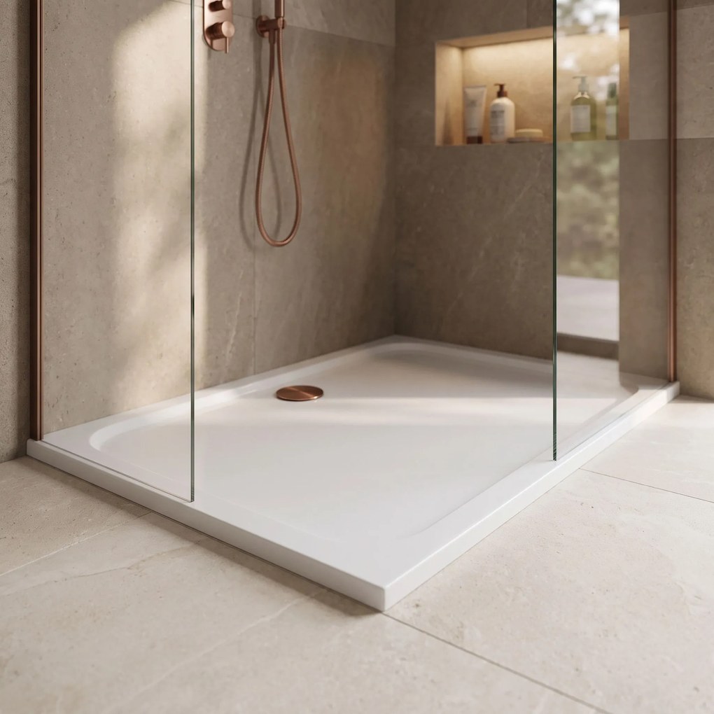 Корито за душ кабина-акрилно Rea Belmond White 90x120 Brush Copper