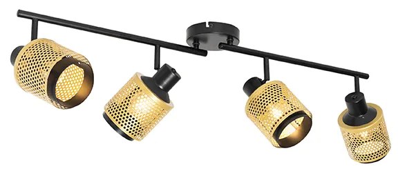 Индустриален прожектор черен със злато 4-светлина - Kayden