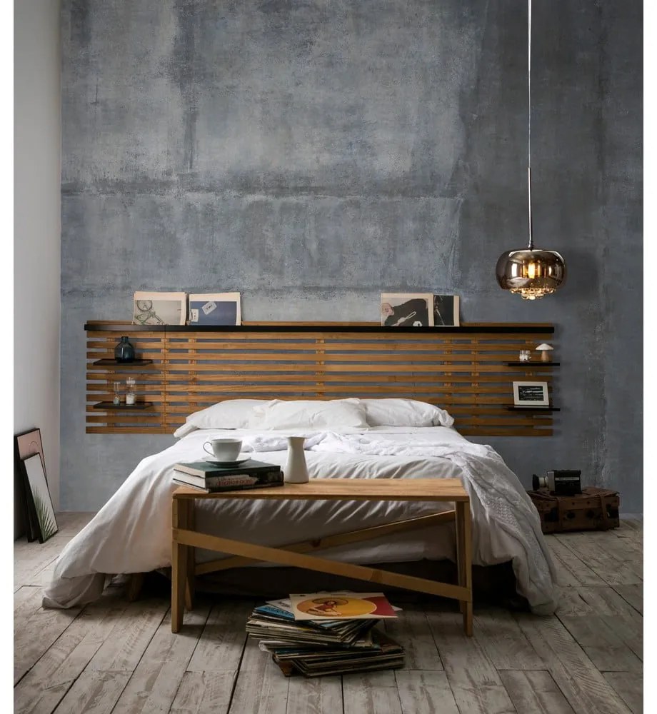 Табла за глава от черен/естествен бор 240x62 cm Nidra - Marckeric