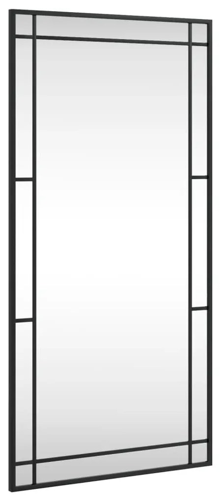 358630 vidaXL Стенно огледало черно 50x100 см правоъгълно желязо
