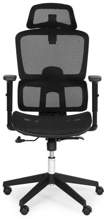 Ергономичен офис стол с регулируема облегалка за глава и мрежеста облегалка