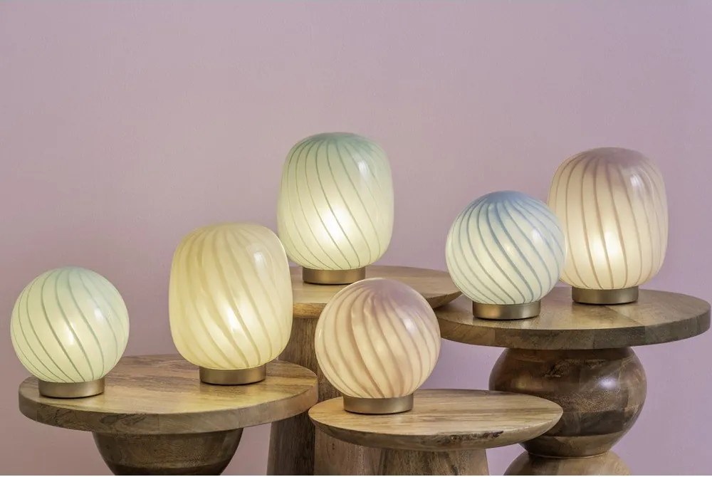 Светлосиня настолна лампа със стъклен абажур (височина 20 cm) Summer Globe – Leitmotiv