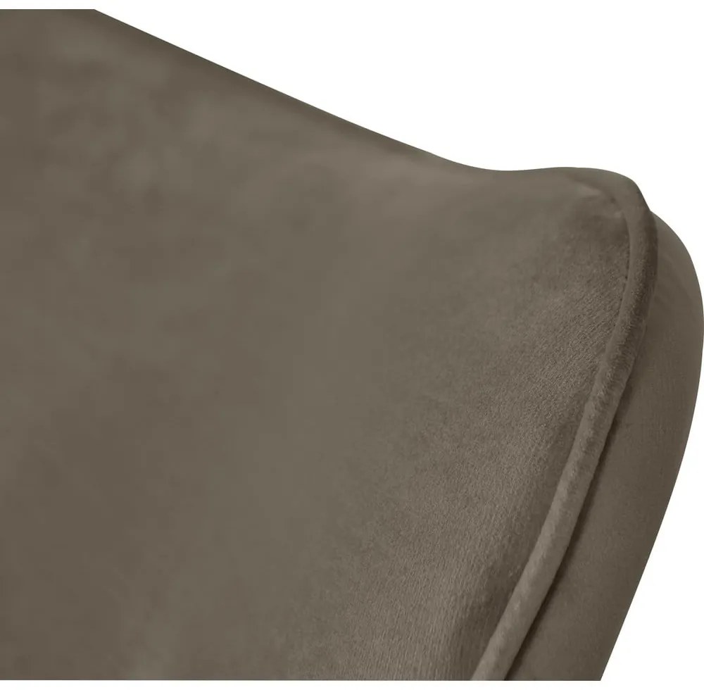 Светлокафяв кадифен фотьойл с табуретка Niko – Ropez