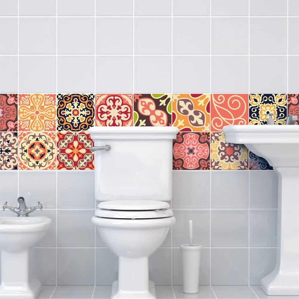 Комплект от 30 стикера за стена Циментови плочки , 10 x 10 cm La Valette - Ambiance