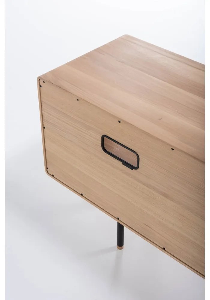 Черна/естествена маса за телевизор от масивен дъб 150x64 cm Fina – Gazzda