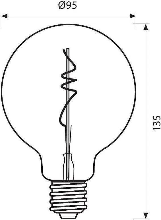 LED крушка VIVALUX FLICK DECO LED, 4W, ø95, E27, 2200K