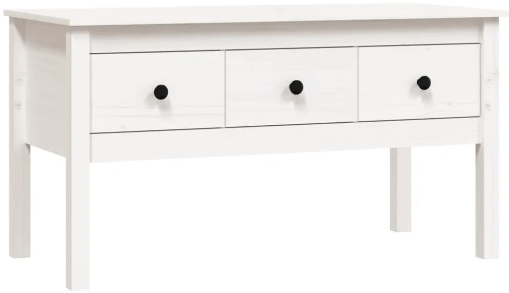 820942 vidaXL Кафе маса, бяла, 102x49x55 см, борово дърво масив