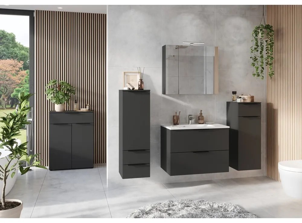 Висок висящ шкаф за баня в антрацитен цвят 71x95 cm Crandon - Germania