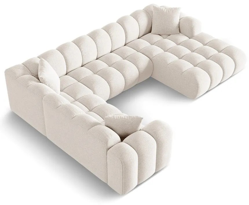 Кремав шенилов ъглов диван (ляв ъгъл/U форма) Treno – Cosmopolitan Design
