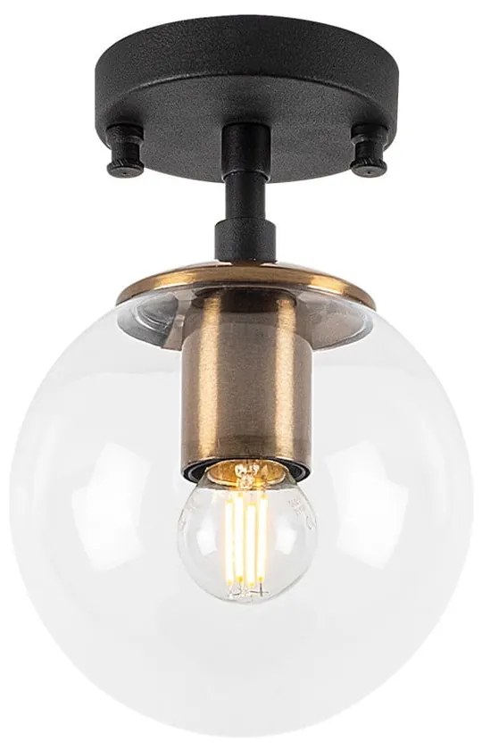 Черно осветително тяло за таван със стъклен абажур ø 15 cm Atmaca – Opviq lights