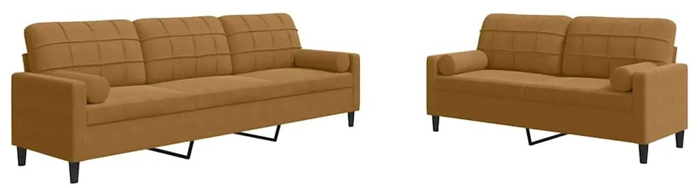 3278498 vidaXL Мека мебел от 2 части с възглавници и болстери кафяв кадифе