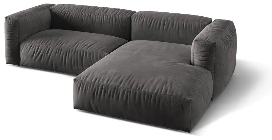 Сив кадифен модулен ъглов диван (десен ъгъл) Martina – Micadoni
